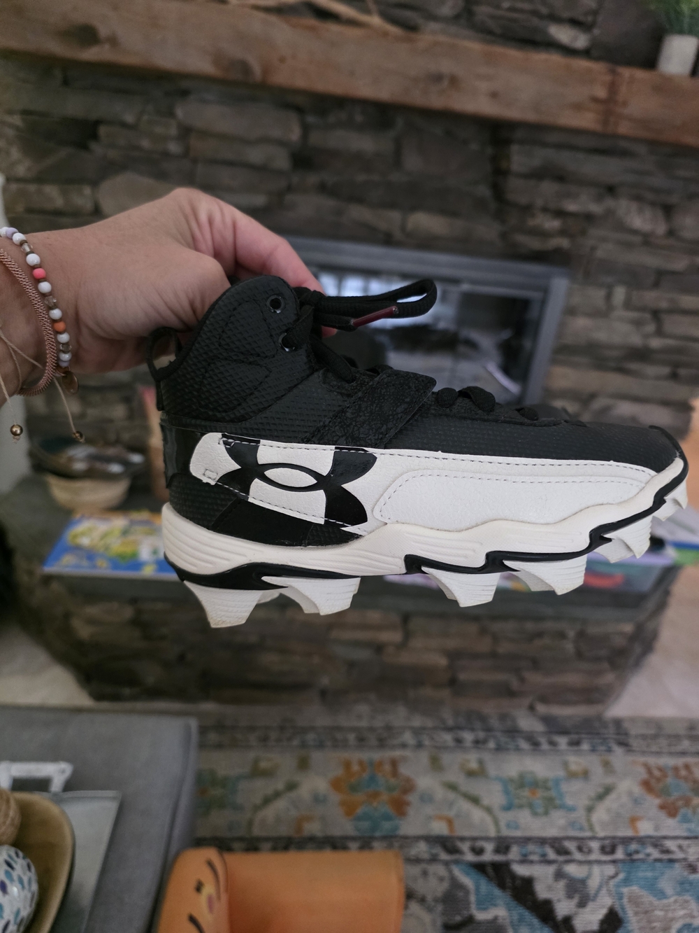 Under Armour Kids' Black and White Cleats - Lightweight Support